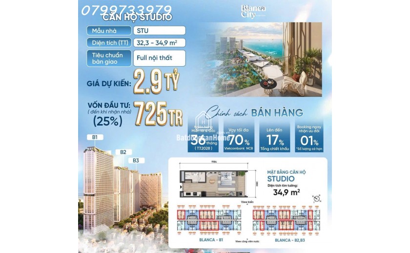 Căn hộ 5 sao biển Vũng Tàu, chỉ 700 triệu nhận nhà full nội thất 0799733979